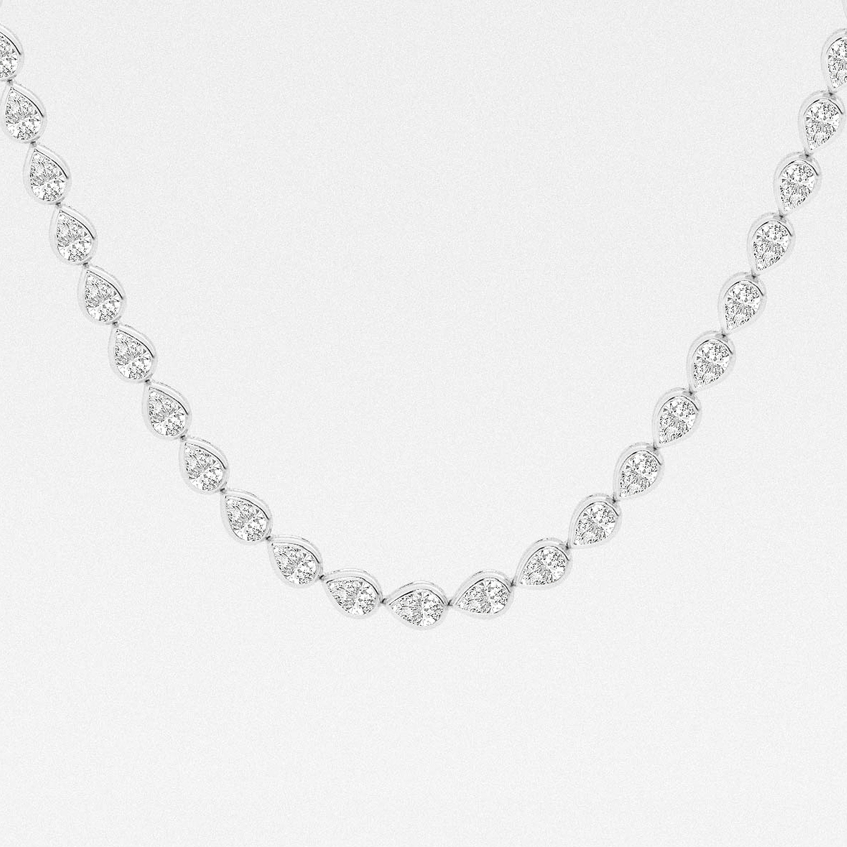 Additional Image 1 for  25 ctw Pear Lab Grown Diamond East West Bezel Set Tennis Necklace